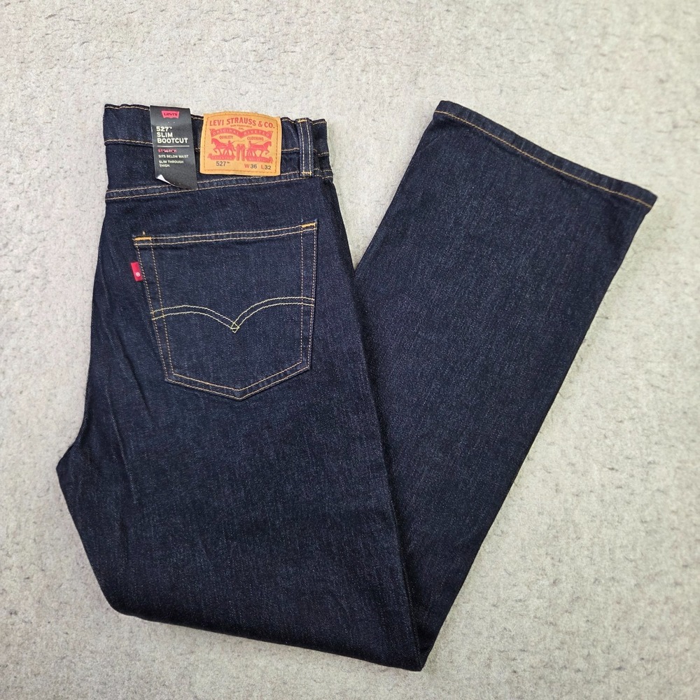Levi's 527 Jeans Mens 36x32 Dark Blue Slim Bootcut Dark Denim Cowboy Western